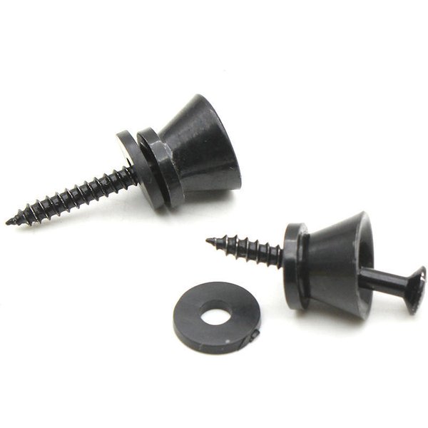 2 Uds Pasadores De Bloqueo De Correa De Guitarra Clavija De Metal Negro/Plata Para Guitarra EléCtrica AcúStica Ukelele Bajo Negro-image
