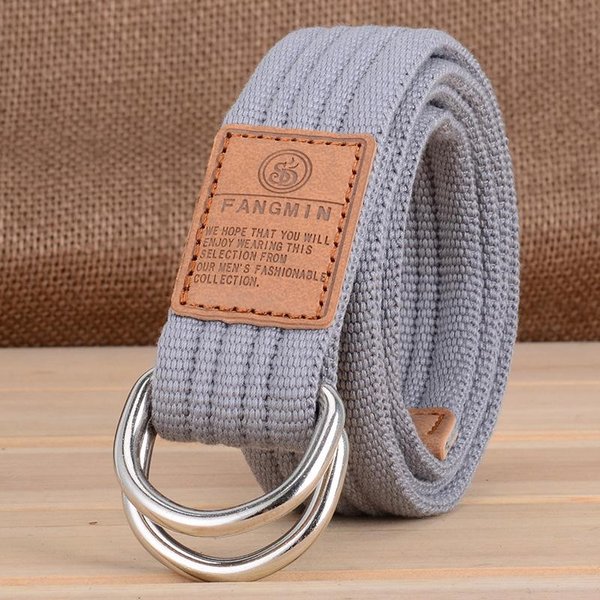 Nuevo CinturóN De Lona Unisex Hebilla De Doble Anilla Cinturones Hombres Mujeres Casual Negocios Vaquero Pantalones CinturóN 108Cm-image
