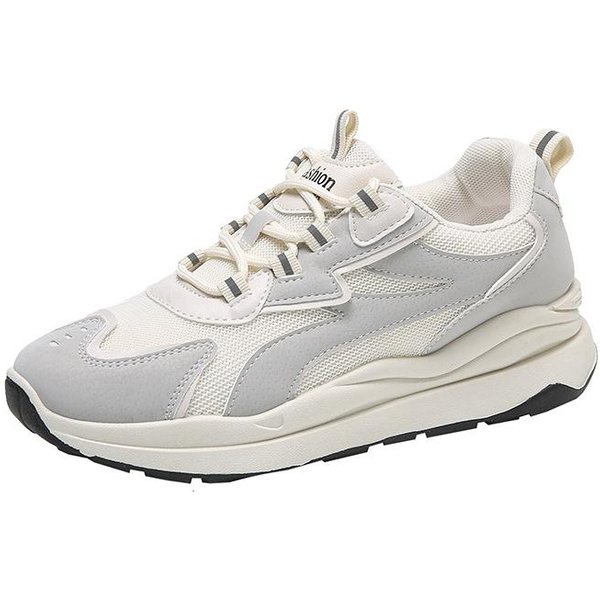 OtoñO Nuevo Forrest Gump Zapatos Zapatillas Retro Plataforma Para Mujer Papá Zapatillas Casuales Con Cordones A Juego De Color Para Mujer 40 Gris-image