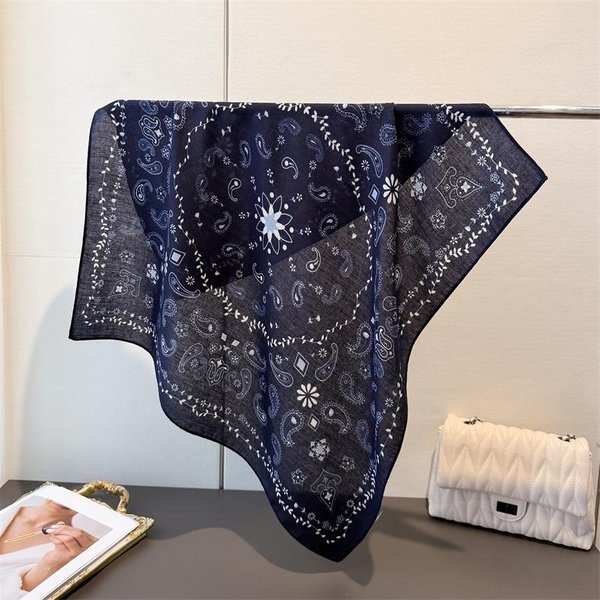 Luksusowy Kwadratowy Szalik Z Wzorem Paisley Dla Kobiet BawełNiany Z Lnem Opaska Na WłOsy Zawiaska Krawat Opaska Na GłOwę Dla Kobiet Szalik Bandana 68X68CM-image