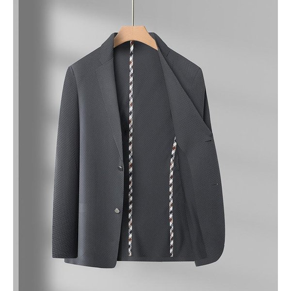 Blazer Para Hombre, Primavera Y OtoñO, Nuevo, De Alta Elasticidad, Informal, De Negocios, Transpirable, De Color SóLido, Chaqueta, Ropa Exterior Para Hombre 3XL Black-image