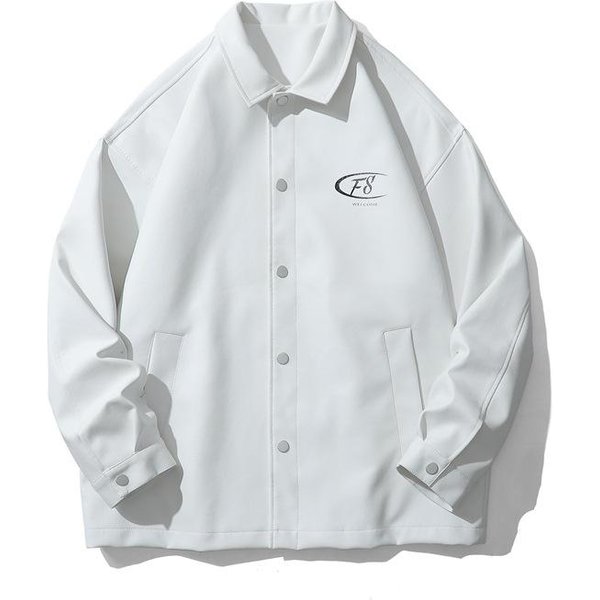 Nueva Chaqueta De Color SóLido Para Hombre, Chaqueta Informal De Cuero SintéTico Para Primavera Y OtoñO, Chaqueta Elegante Con Solapa 5XL Blanco-image