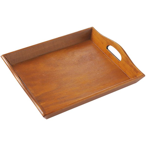 Taca Na Kolację Wielofunkcyjna DużA Drewniana Taca Do Serwowania Z Uchwytem Na ŚNiadanie Owoce Jedzenie Kawa Original Wood Color-image