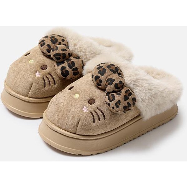 Pantuflas De Invierno De Gatito Para Mujer Felpa Kawaii Lindo Sanrio Hogar CáLido AlgodóN Pantuflas Dibujos Animados Hogar Zapatos De Interior Regalos 36-37 Caqui-image