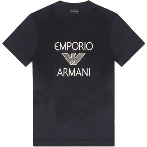 Camiseta De Manga Corta De Corte Recto Con Estampado Del Logo Del áGuila Con Letras De Emporio Armani Para Hombre, Tops, Negro 3K1TAF-1JUVZ-0999 M-image