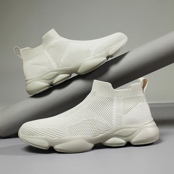 Buty Do Chodzenia MęSkie Wysokie Wygodne Modne Outdoorowe Sportowe Lekkie Letnie Siateczkowe OddychająCe Nowe DużE Rozmiary Trampki MęSkie 47 BeżOwy-image