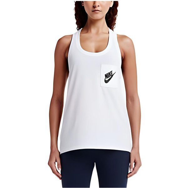 Camiseta Sin Mangas Nike De Color Liso Con Estampado De Letras Y Logo Para Mujer Tops Blanco 726077-100 XL White-image