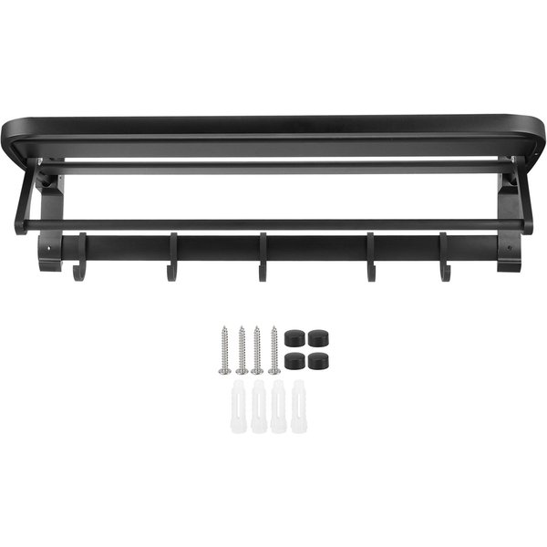 Estante De Aluminio Espacial Para Toallas Montado En La Pared Estante Plegable De Almacenamiento Para BañO Inodoro Negro-image