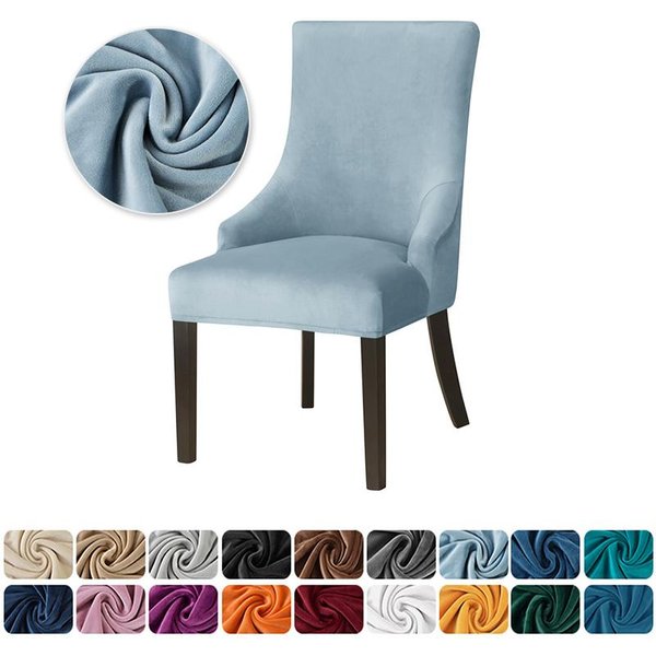 Fundas De Terciopelo Suave Para Sillas De Comedor EláSticas Protectores De Silla Fundas Para Sillones De Respaldo Alto Y Brazos Inclinados Para Sala De Estar, Cocina, Hogar Gray-image