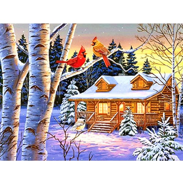 Pintura De Diamantes Invierno Bordado De Diamantes Escena De Nieve Labores Paisaje Mosaico Punto De Cruz DecoracióN De Pared 20X30CM-image