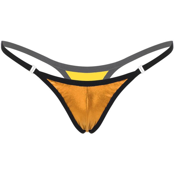 Braguitas De Bikini Para Mujer, Ropa Interior Brillante, Microtanga Sexy De Talle Bajo One Size Orange-image