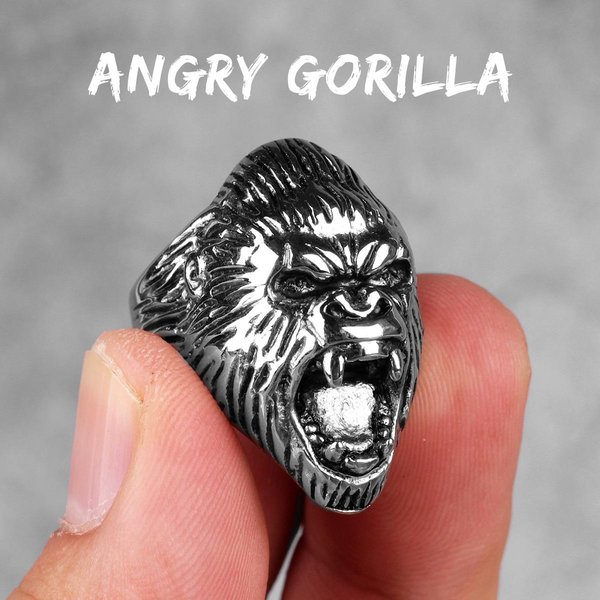 Anillos De Acero Inoxidable Para Hombre Gorila Mono Punk Hip Hop Genial Personalidad Para Hombre Novio JoyeríA Creatividad Regalo 10-image