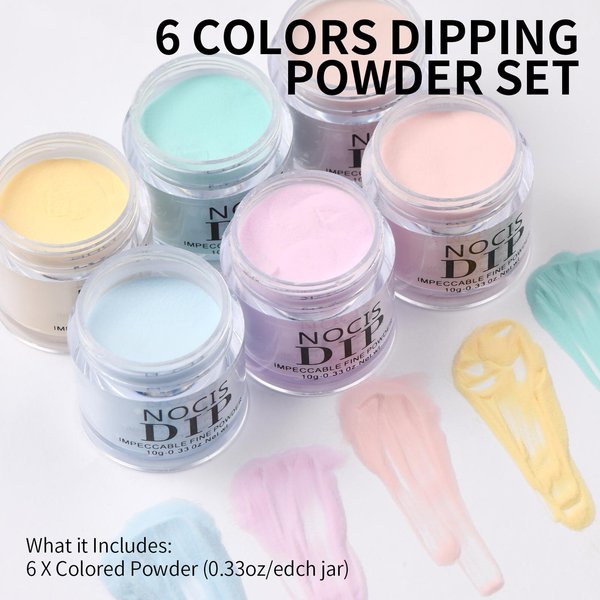 Juego De Polvos Para InmersióN De UñAs De 6 Colores Nocis Kit De Polvos Para InmersióN Para Nail Art Secado RáPido No Necesita LáMpara De UñAs UV LED Para SalóN DIY Varios Colores-image