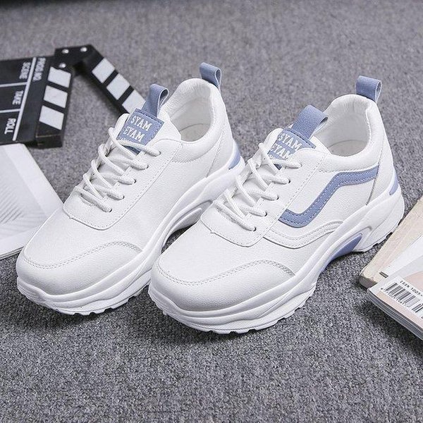 Nuevas Zapatillas Deportivas Mujer Marea Ins Suela Gruesa Aumento Moda Zapatillas Deportivas Zapatos De Estudiante Zapatos Blancos Zapatillas Para Mujer 36 Azul-image