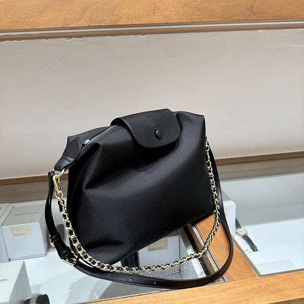 Bolso Para Mujer De Tela Oxford Bolso Cruzado De Hombro ÚNico Bolso Tote Con Cadena Superior 33 * 27 * 11CM Black-image