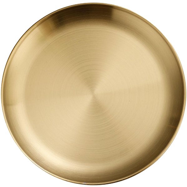 Talerz Ze Stali Nierdzewnej, ZłOty Metal, OkrąGłY Talerz Obiadowy, Wielokrotnego UżYtku, Odporny Na Rdzę, Do Serwowania Large Beige-image