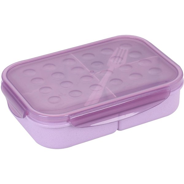 Fiambrera Bento 3 Compartimentos Antifugas 4 Cierres Robusta Apta Para Microondas Fiambrera Para Adultos Con Tenedor Para Pink-image