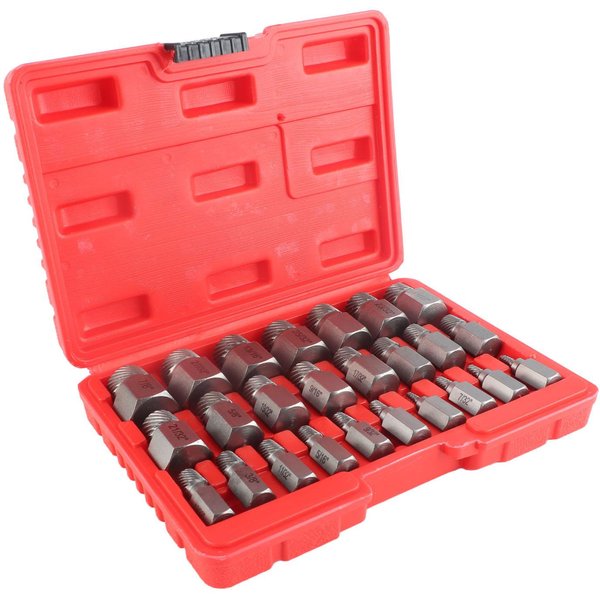 Juego De 25 Extractores De Tornillos DañAdos Acero Al Cromo Molibdeno Extractor De EspáRragos De Pernos Hexagonales Para Quitar Blanco-image