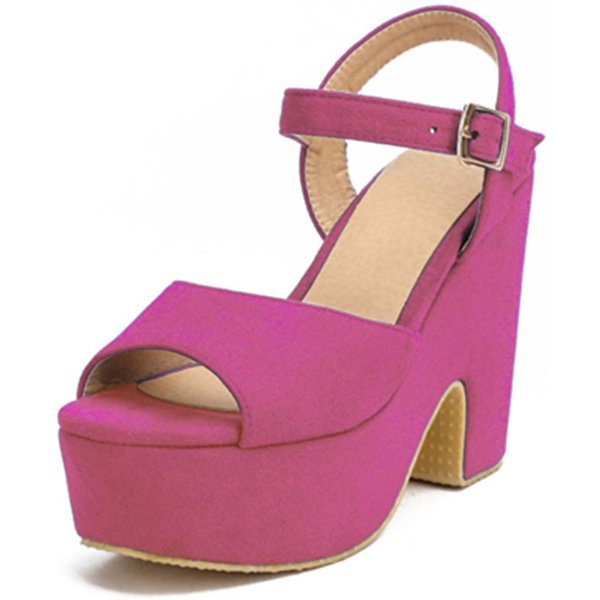 Sandalias De Moda Para Mujer Tacones Altos Plataforma Femenina Correa Al Tobillo Hebilla Zapatos De CuñA De Felpa Para Damas Verano 2025 Dropshipping Sandalias De Mujer 37-image