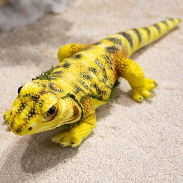 Realistyczna Pluszowa Zabawka Zielona Iguana Realistyczne Pluszowe Zwierzę Teksturowane ŁUski Kolce MięKki Materiał WystróJ Domu Akcent PółKa Prezent 50Cm Yellow-image