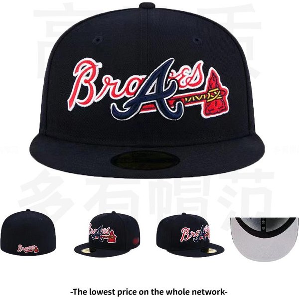 Gorra De BéIsbol De Ala Plana Bordada Atlanta Braves MLB Size 7 5/8 - 60.6Cm Black-image