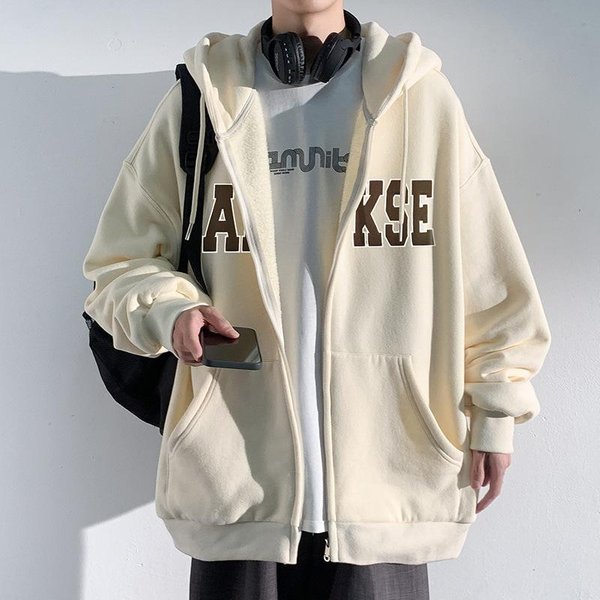 Bluza Z Kapturem MęSka, GłAdka, Modna, Sportowa, LuźNa, Casualowa, Z Haftem, Zintegrowana Kurtka Polarowa 3XL-image