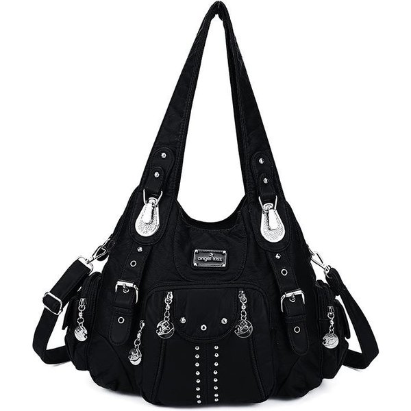 Modna Damska Torba Na Ramię Ze SkóRy PU DużA Pojemność Torba Hobo Satchel Torba Listonoszka Black-image