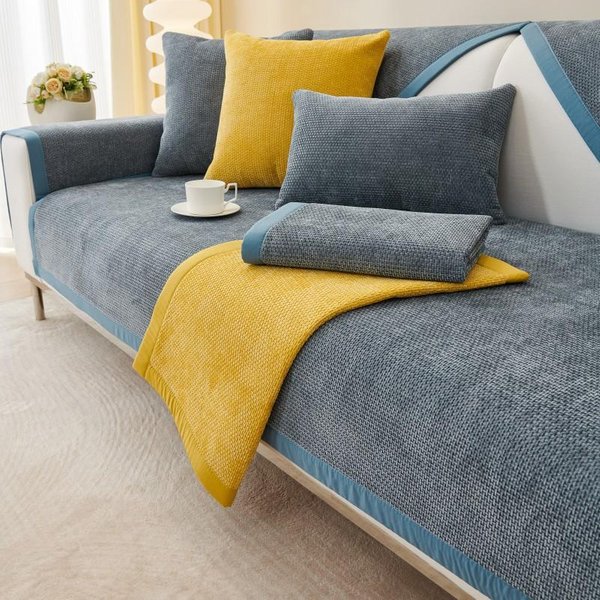 Funda De Sofá Moderna De Color SóLido Antideslizante Gruesa De Chenilla Para Sala De Estar CojíN De Sofá Alfombra Funda De Sofá Esquinero Toalla Para SofáS DecoracióN Del Hogar 70X70Cm 1Pcs-image