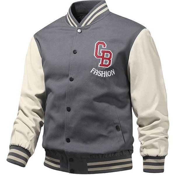Chaqueta De BéIsbol Para Hombre OtoñO Chaqueta De BéIsbol Americana Para Hombre Chaqueta Deportiva Para Hombre Chaqueta Casual Para Hombre 4XL Gris-image