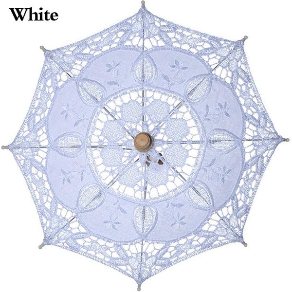 PięKny Haftowany śLubny Koronkowy Parasol Fotografia śLubny Parasol Moda Dekoracja Kobiety S BiałY-image