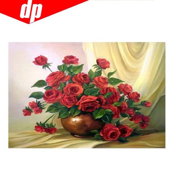 Loral Ikebana Diamentowy Haft 5D Obraz Diamentowy DIY Obraz śCieg KrzyżYkowy 20X30 Beige-image