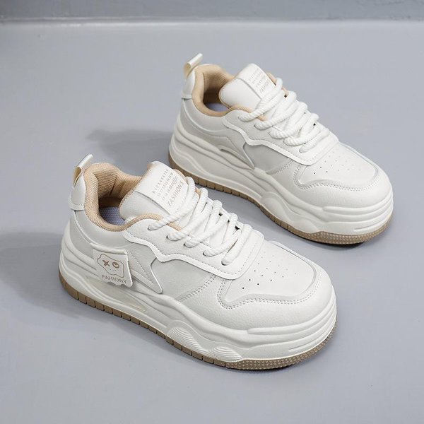 Zapatos Blancos Para Mujer, Nuevos Zapatos De Primavera Para Estudiantes, VersáTiles, Casuales, De Moda, Zapatillas De Deporte De Suela Gruesa 40-image