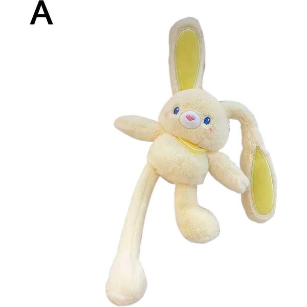 Pluszowy KróLik Do PociąGania MięKki Wypchany KróLiczek Breloczek Urocza WisząCa Ozdoba OdstresowująCa Zawieszka Do Plecaka Prezent Dla Dzieci 30 Cm żółTy-image