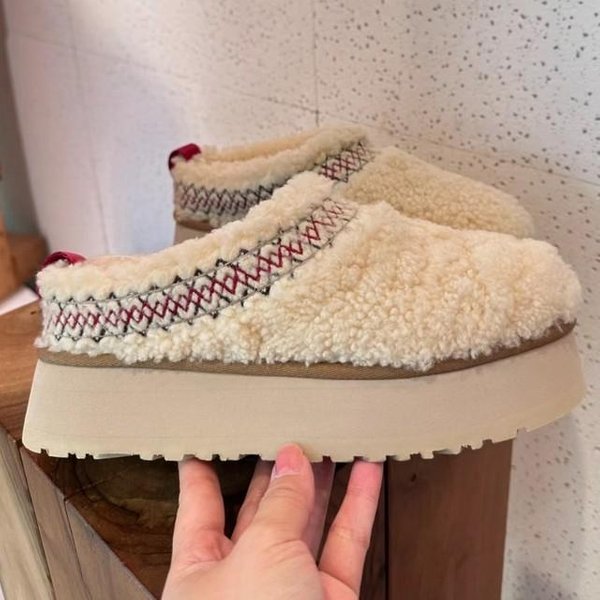 Zapatillas De Piel Para Mujer, Botines Planos Con Plataforma, Chanclas Cortas De Felpa CáLidas, Zapatos De AlgodóN, Botas De Nieve De Invierno De Marca De DiseñAdor 38 Beige-image