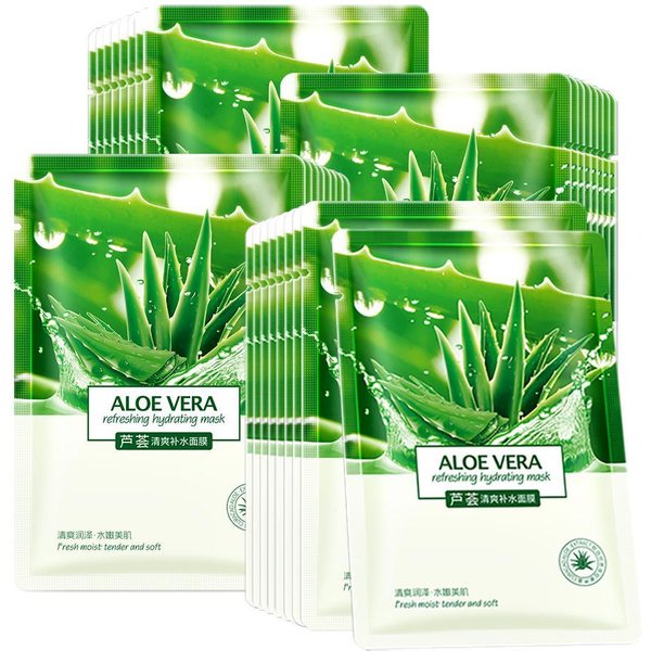 10 Uds. Mascarillas Faciales Naturales De Aloe Vera Cuidado De La Piel Hidratante Brillo Mascarilla Coreana Mascarilla Facial De Estiramiento Facial Para Belleza As The Picture-image