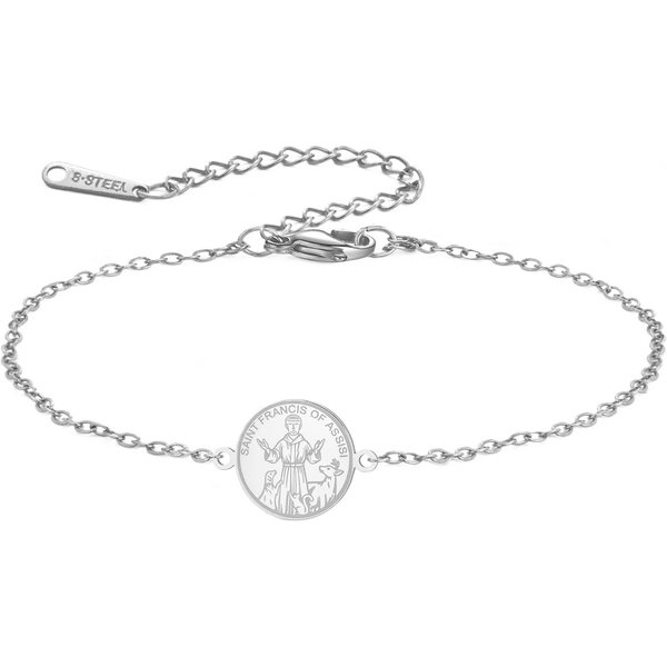 Likgreat Ochronny Bransoletka śW. Franciszka Dla Kobiet ChrześCijańSki Katolicki Amulet BiżUteria Ze Stali Nierdzewnej Prezenty Na Walentynki-image