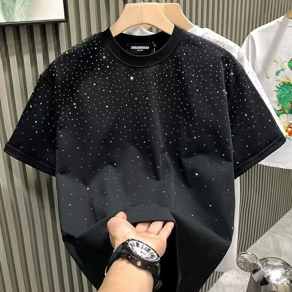 Camiseta De Verano De Manga Corta Y Manga Media Para Mujer, Holgada, De Talla Grande, Brillante, Cuello Redondo, Top De Manga Corta XL Black-image