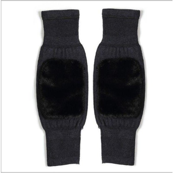Manguito Calentador De Rodilla De Cachemira TéRmico De Invierno Para Mujeres Hombres Rodillera De Lana Soporte Dolor Articular Tendinitis Artritis Negro-image