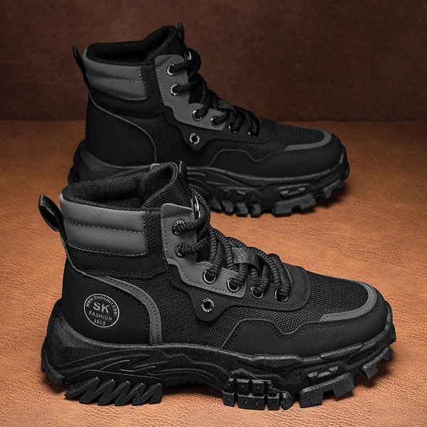 Buty Typu Martin MęSkie Wiosenne OddychająCe Wysokie Brytyjski Styl Retro Buty Robocze Outdoor Wspinaczka GóRska Pustynne Bojowe ŻółTe Buty 39-image