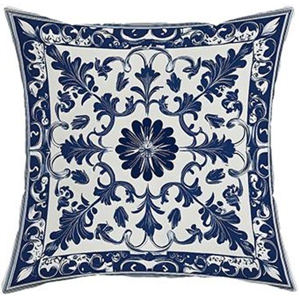 Funda De Almohada Floral Azul Y Blanco Bohemia Adecuada Para Sofá Coche Dormitorio Funda De CojíN Decorativa Funda De Almohada 40X40Cm Gray-image