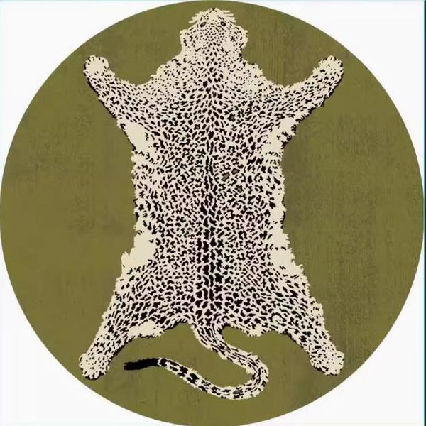 DecoracióN De Dormitorio Con Estampado De Leopardo Alfombra Redonda Alfombras Suaves Y Esponjosas Para Sala De Estar Alfombra Moderna Minimalista De Felpa Hogar Alfombra De Piso Antideslizante 80X80Cm-image
