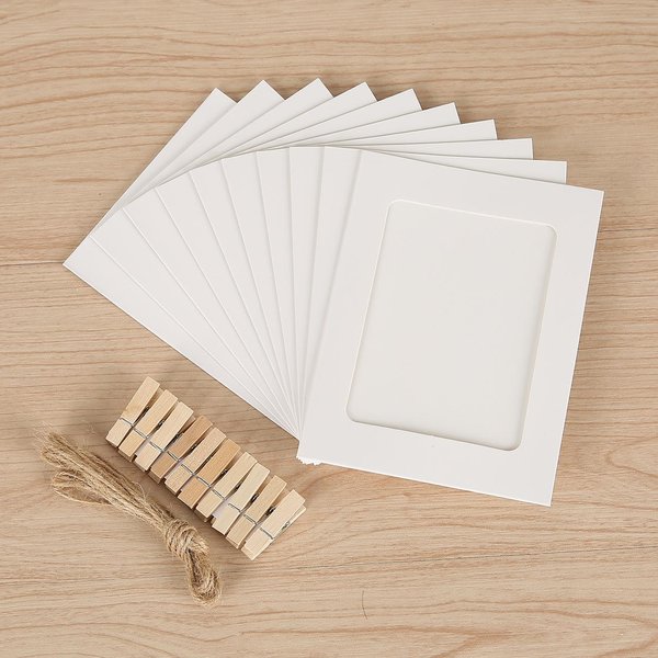 Marco De Papel Po 10 Piezas Marcos De Fotos Colgantes Kraft Display Para Marco De Bebé Po Para DecoracióN De Pared Del Hogar Con Clips Y Cordel Gratis-image