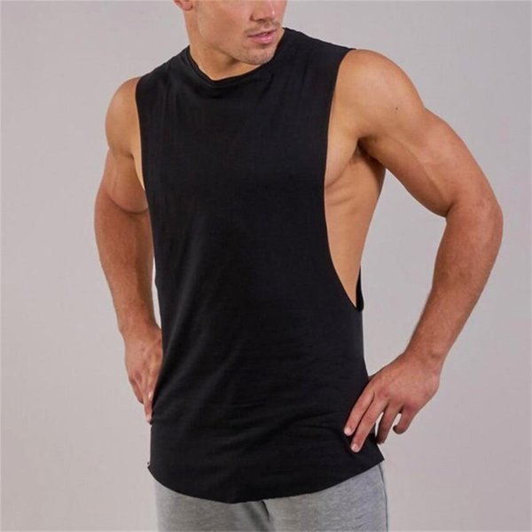 Muscleguys-Camisetas Sin Mangas Para Gimnasio En Blanco, Ropa De Culturismo De AlgodóN SóLido Para Hombre, Camiseta Para Hombre, Camisetas Sin Mangas De Entrenamiento M Negro-image
