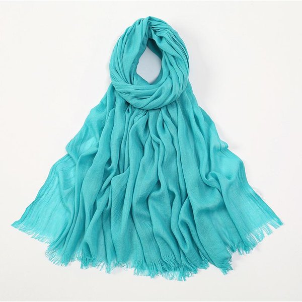 Jesienny BawełNiany Szal Pashmina Damski Okrycie CiepłE Zimowe Szaliki Jednolity WzóR Nadruk Damski Foulard PlażOwe Stole Szalik Blue-image