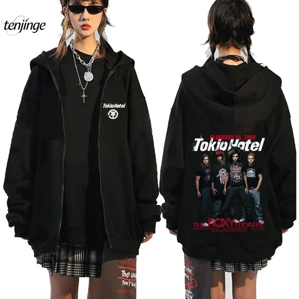 Sudadera Con Capucha De Tokio Hotel Banda De Rock Estampado Kaulitz Sudaderas Con Cremallera Sudaderas Con Capucha De Forro Polar Hombres Mujeres Hip Hop Ropa De Calle Chaqueta Con Cremallera L-image