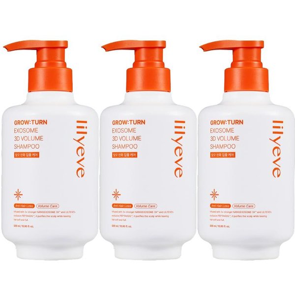 lilyeve Growturn Cepillo Voluminizador 3D Champú 200Ml, 500Ml / lilyeve Growturn Ampolla Con Cepillo De Exosomas 100Ml (12 Opciones) #Shampoo 500Ml X 3Pcs-image