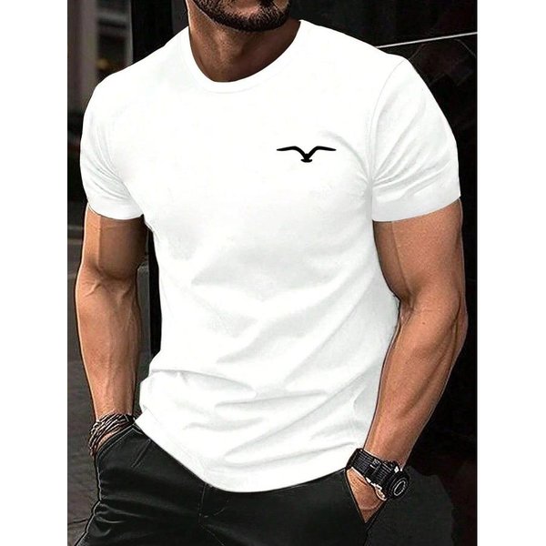 Prosty T-Shirt Z Nadrukiem Logo Mewy T-Shirt Graficzny Wysokiej JakośCi MęSki Damski T-Shirt Z KróTkim RęKawem Odzież Sportowa MęSka Top MęSki M Brown-image