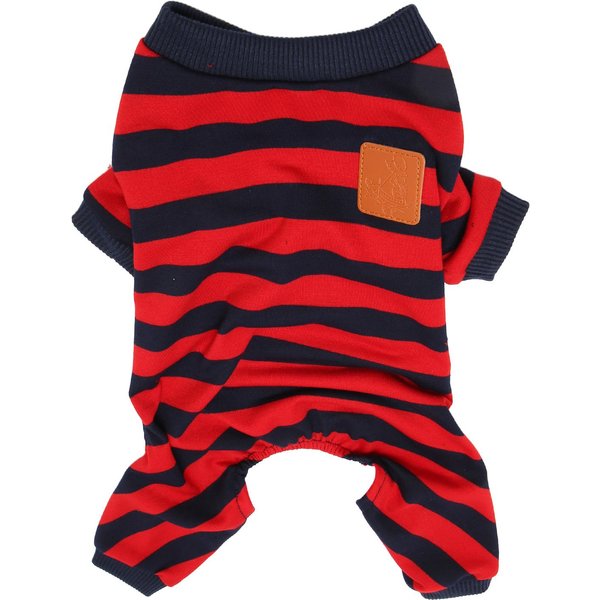 Pijama De Perro A Rayas De 4 Patas Ligero Suave CóModo Moderno Ropa De Perro A Rayas Rojas Y Azules S-image