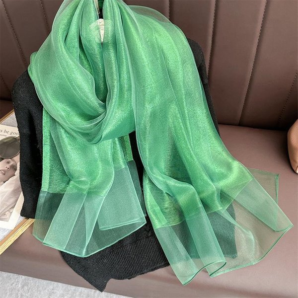 Jedwabno-WełNiany Szalik Dla Kobiet GłAdkie Szale Chusty Pashmina HidżAb Foulard Femme PlażOwe Szale Bandana Luksusowe Poncho 200X70Cm Blue-image