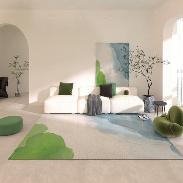 Nowoczesny Styl Dekoracja Sypialni Zielony Dywan Dywany DużEj Powierzchni Do Salonu Zmywalna Mata PodłOgowa Pluszowa Do Salonu MięKki Puszysty Dywanik Do Gabinetu 80X120Cm-image